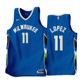 Milwaukee Bucks Brook Lopez 11 Nike 2022-23 City Edition Sininen Pelipaidat Swingman - Miesten